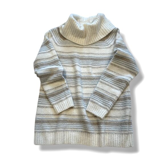 L.L.Bean Women’s Wool Blend Stripe Sweater Jumper Neutral Multistripe Size L - Picture 11 of 14